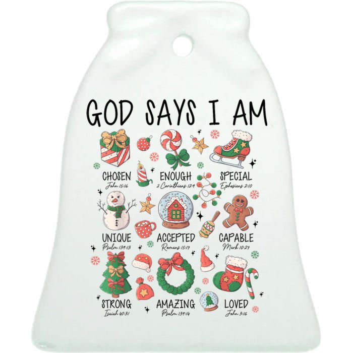 God Says I Am Cute Christmas Xmas Christian Ceramic Bell Ornament