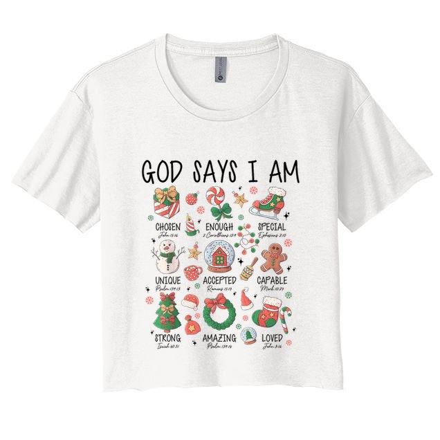 God Says I Am Cute Christmas Xmas Christian Crop Top