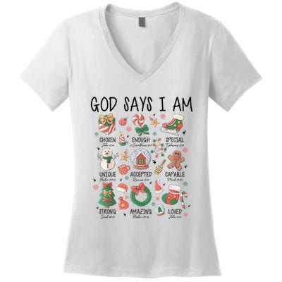 God Says I Am Cute Christmas Xmas Christian Women's V-Neck T-Shirt