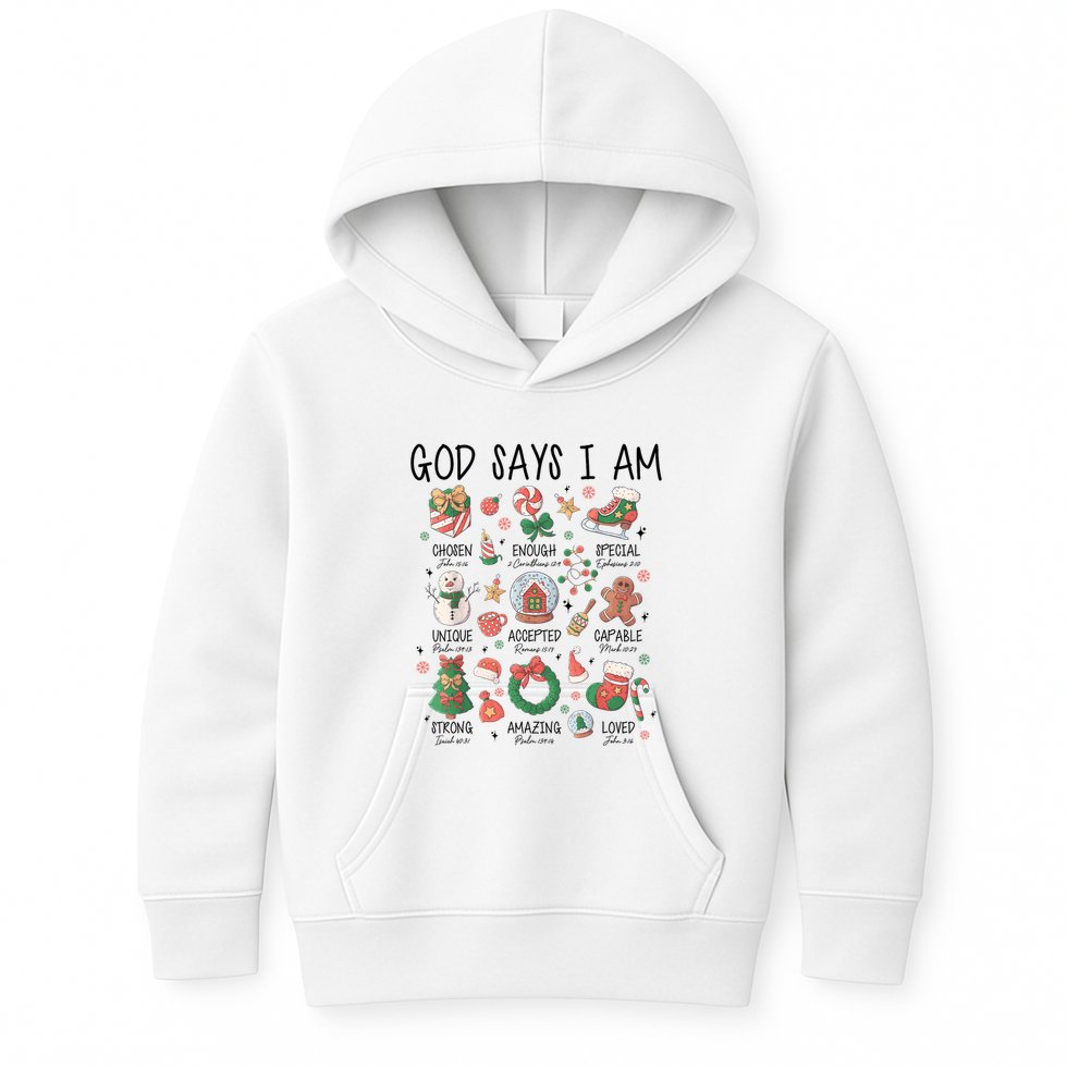 God Says I Am Cute Christmas Xmas Christian Kids Hoodie