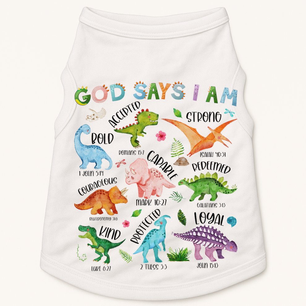 God Says I Am Dinosaur Lover Bible Verse Doggie Tank