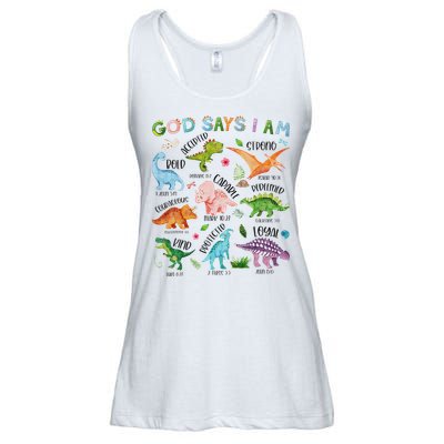 God Says I Am Dinosaur Lover Bible Verse Ladies Essential Flowy Tank