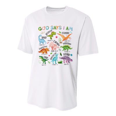 God Says I Am Dinosaur Lover Bible Verse Youth Performance Sprint T-Shirt