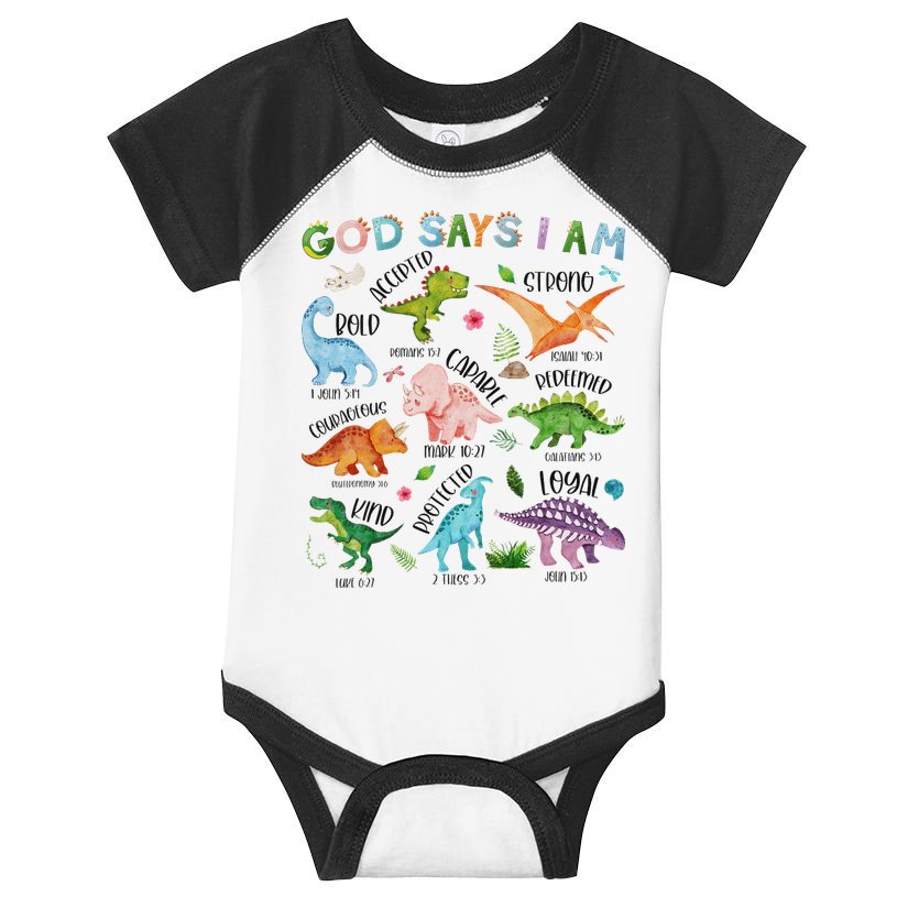 God Says I Am Dinosaur Lover Bible Verse Infant Baby Jersey Bodysuit