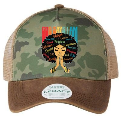 God Says I Am Black Melanin Black Retro Juneteenth Legacy Tie Dye Trucker Hat