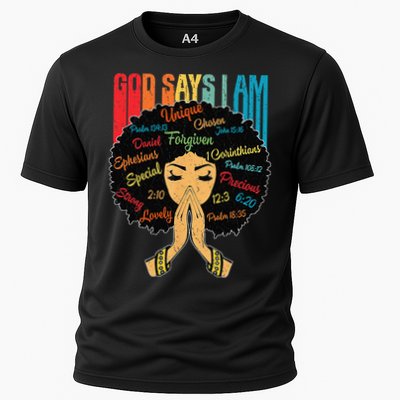 God Says I Am Black Melanin Black Retro Juneteenth Performance Shirt