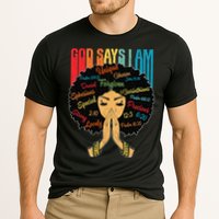 God Says I Am Black Melanin Black Retro Juneteenth Cooling Performance Crew T-Shirt