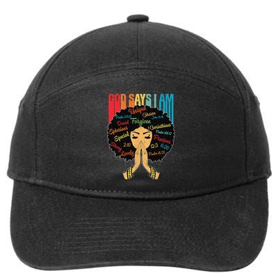 God Says I Am Black Melanin Black Retro Juneteenth 7-Panel Snapback Hat