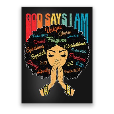 God Says I Am Black Melanin Black Retro Juneteenth Poster