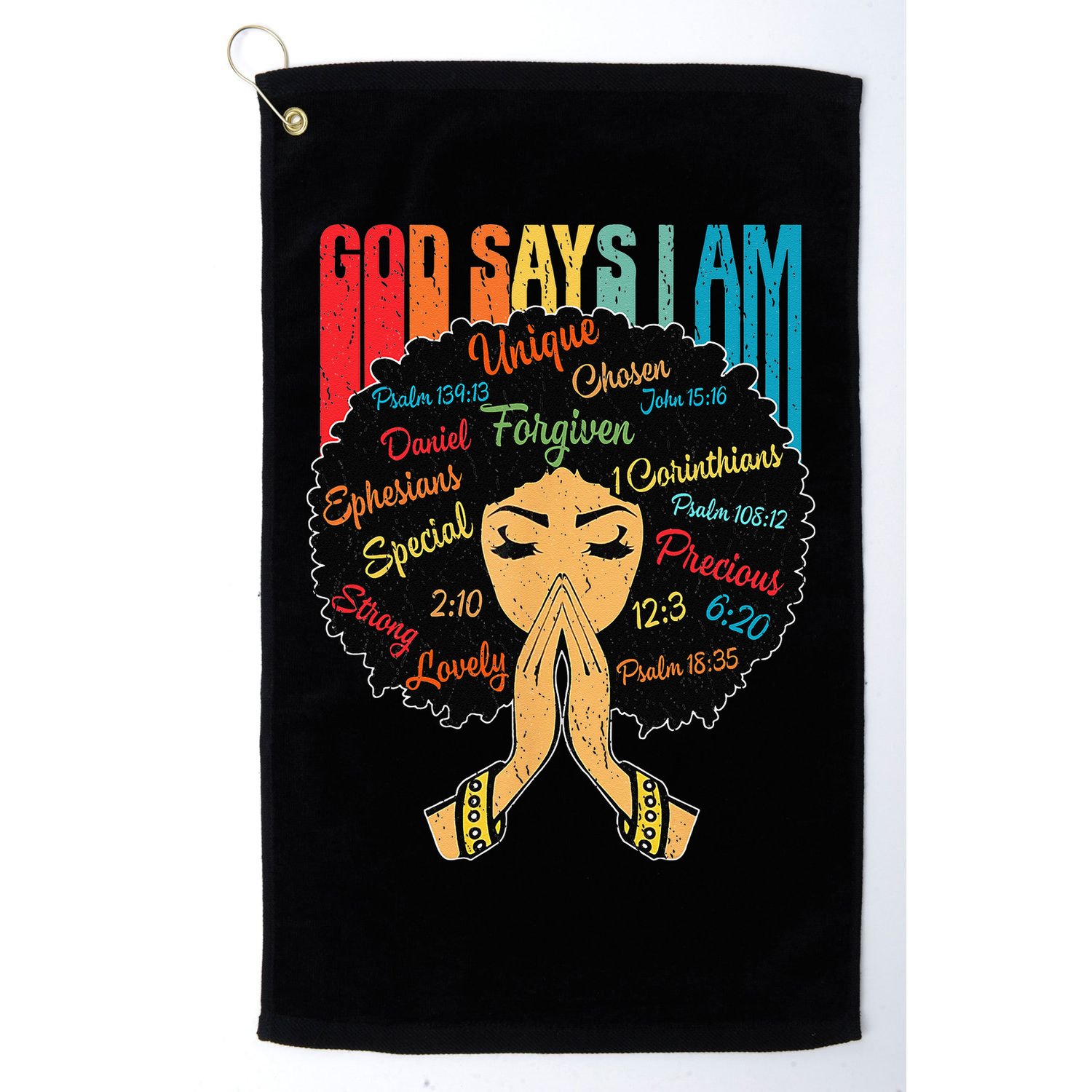 God Says I Am Black Melanin Black Retro Juneteenth Golf Towel