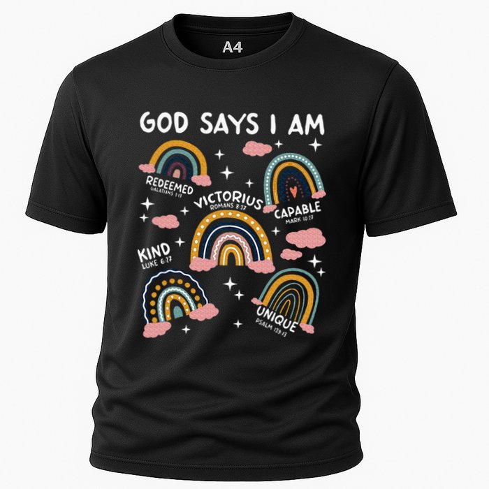 God Says I Am Rainbow Lover Girl Christian Cooling Performance Crew T-Shirt