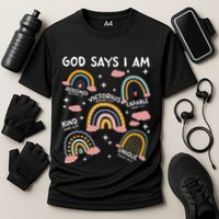 God Says I Am Rainbow Lover Girl Christian Cooling Performance Crew T-Shirt