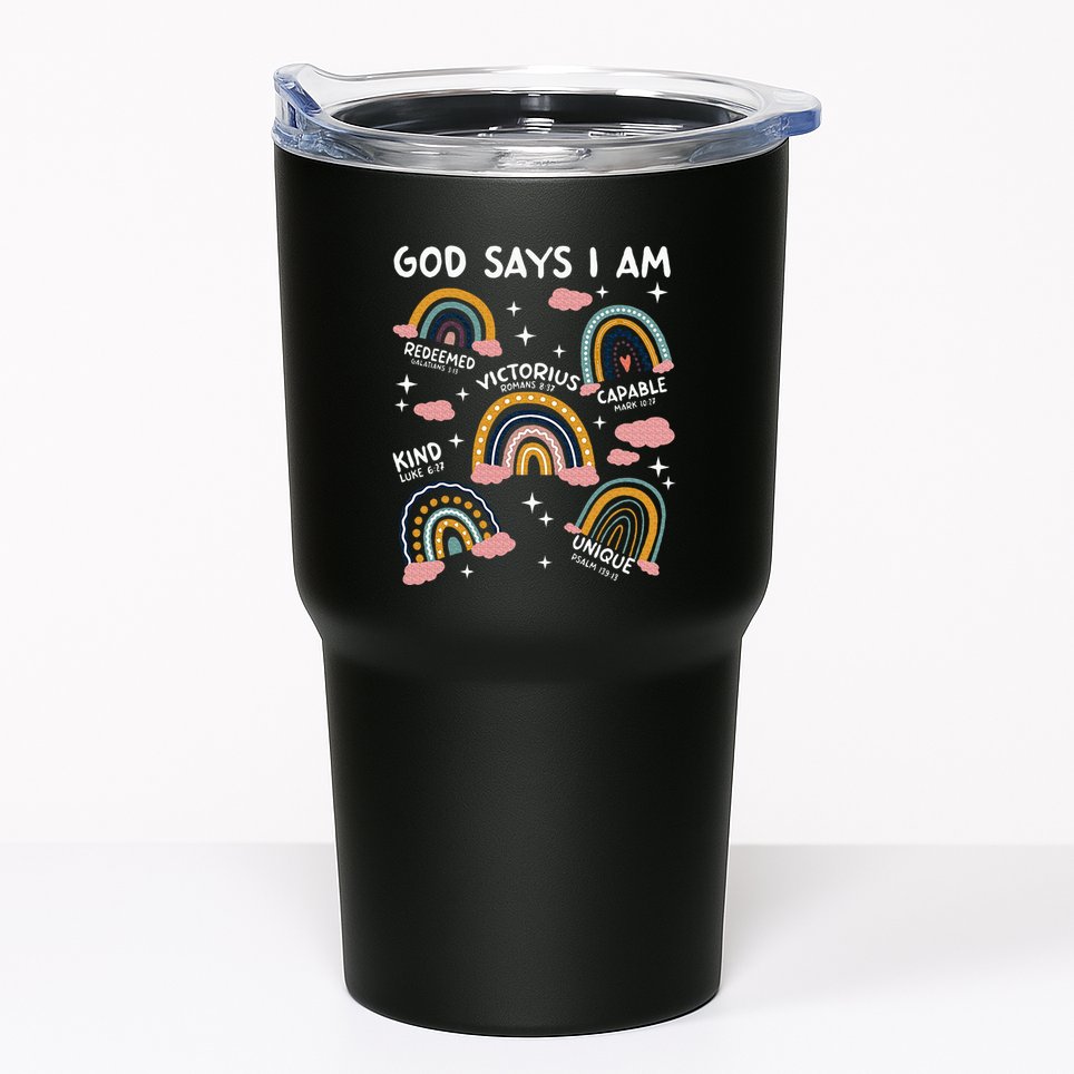 God Says I Am Rainbow Lover Girl Christian Tumbler