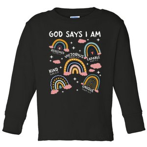 God Says I Am Rainbow Lover Girl Christian Toddler Long Sleeve Shirt