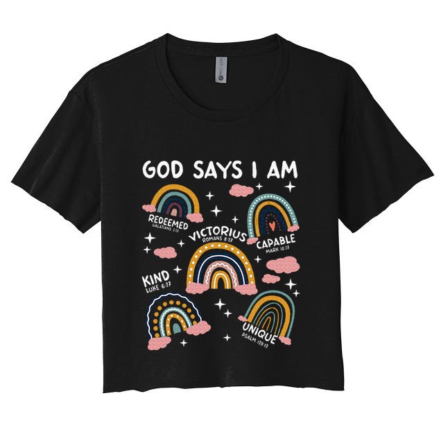 God Says I Am Rainbow Lover Girl Christian Crop Top