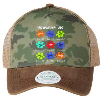 God Says I Am Autism Awareness Retro Be Kind Legacy Tie Dye Trucker Hat