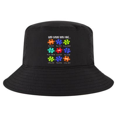 God Says I Am Autism Awareness Retro Be Kind Cool Comfort Performance Bucket Hat