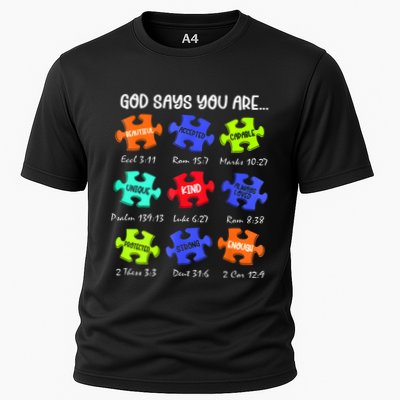 God Says I Am Autism Awareness Retro Be Kind Performance Shirt