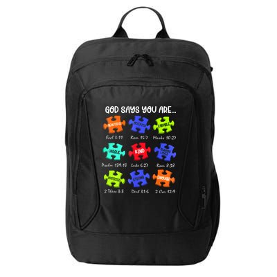 God Says I Am Autism Awareness Retro Be Kind City Backpack