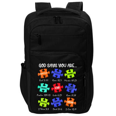 God Says I Am Autism Awareness Retro Be Kind Impact Tech Backpack