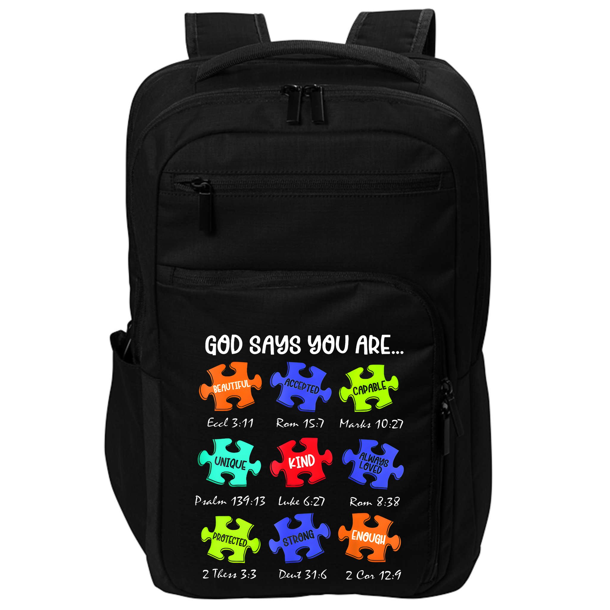 God Says I Am Autism Awareness Retro Be Kind Impact Tech Backpack