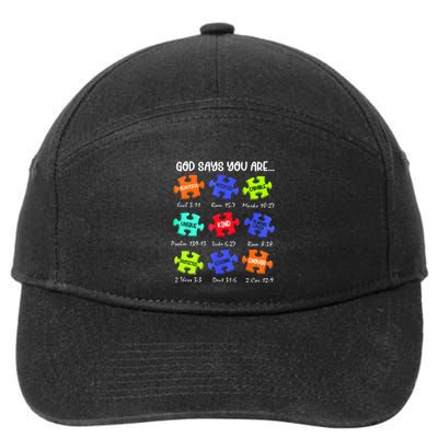 God Says I Am Autism Awareness Retro Be Kind 7-Panel Snapback Hat