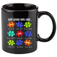 God Says I Am Autism Awareness Retro Be Kind 11oz C Handle Ceramic Mug