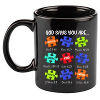 God Says I Am Autism Awareness Retro Be Kind 11oz C Handle Ceramic Mug