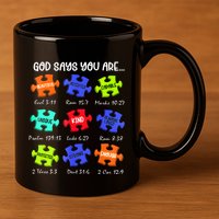 God Says I Am Autism Awareness Retro Be Kind 11oz C Handle Ceramic Mug