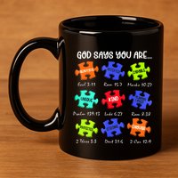 God Says I Am Autism Awareness Retro Be Kind 11oz C Handle Ceramic Mug