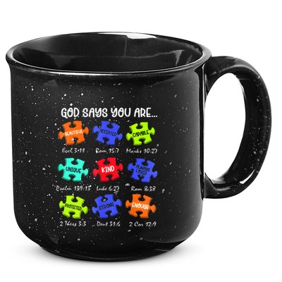 God Says I Am Autism Awareness Retro Be Kind 15oz Campfire Ceramic Mug