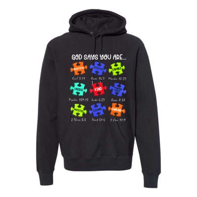 God Says I Am Autism Awareness Retro Be Kind Premium Hoodie