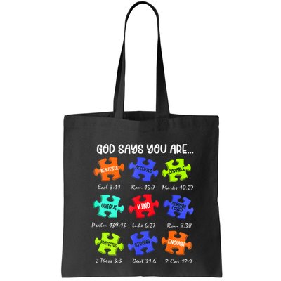 God Says I Am Autism Awareness Retro Be Kind Bag