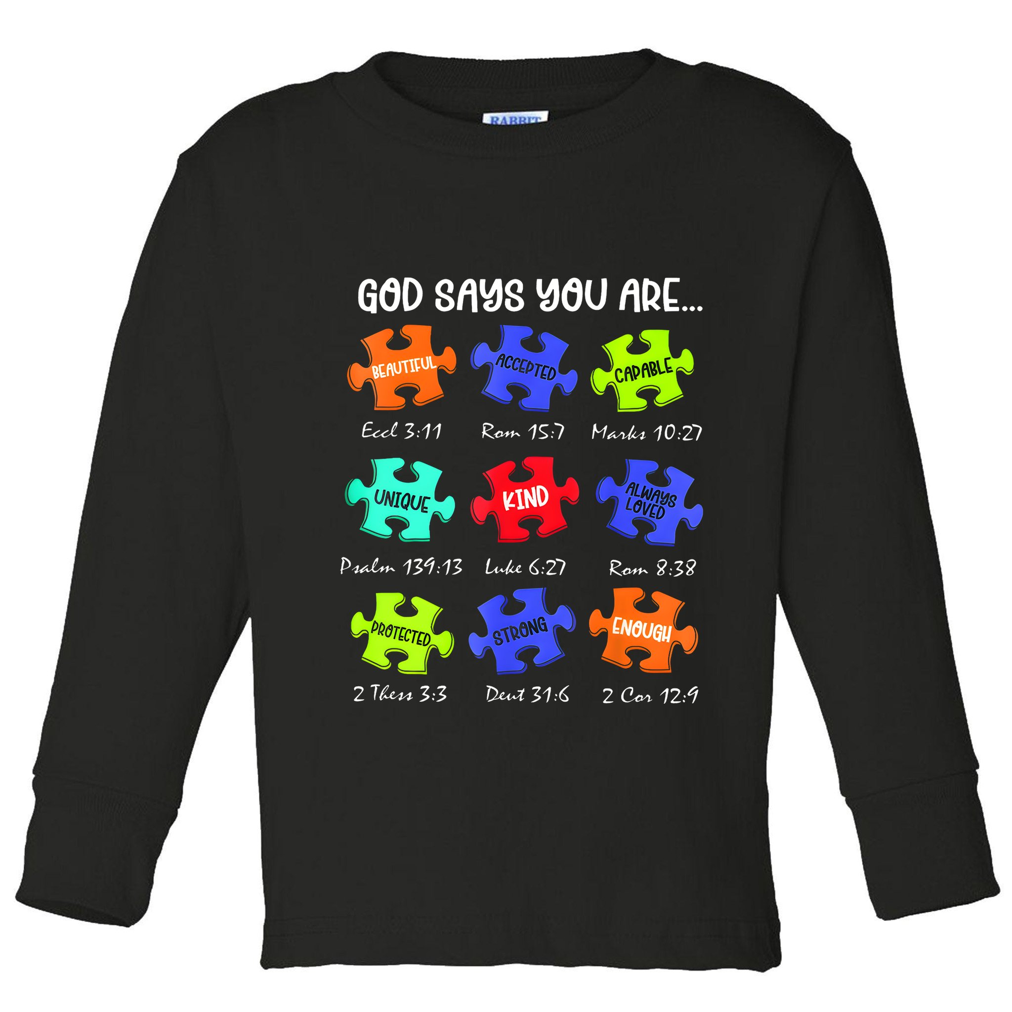 God Says I Am Autism Awareness Retro Be Kind Toddler Long Sleeve Shirt