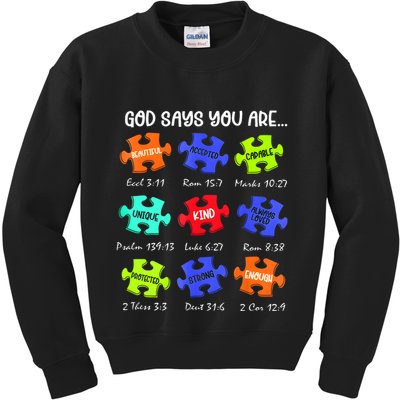 God Says I Am Autism Awareness Retro Be Kind Kids Sweatshirt
