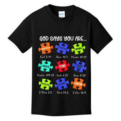 God Says I Am Autism Awareness Retro Be Kind Kids T-Shirt