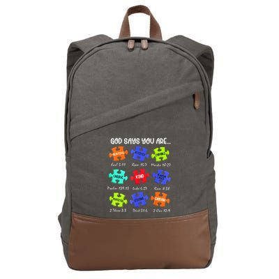 God Says I Am Autism Awareness Retro Be Kind Cotton Canvas Backpack