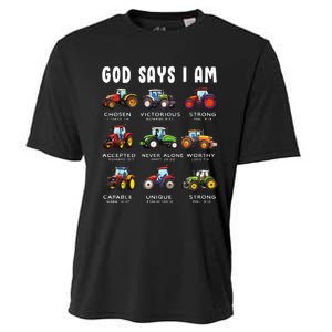 God Says I Am Tractor Farm Truck Cooling Performance Crew T-Shirt