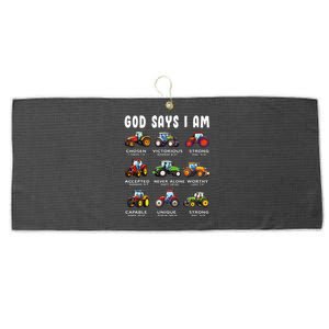 God Says I Am Tractor Farm Truck Large Microfiber Waffle Golf Towel