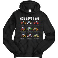 God Says I Am Tractor Farm Truck Tie Dye Hoodie