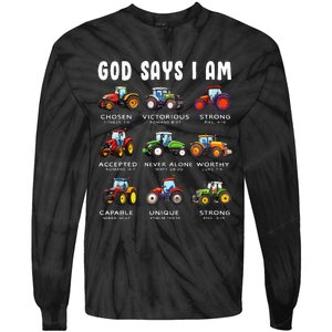 God Says I Am Tractor Farm Truck Tie-Dye Long Sleeve Shirt