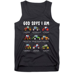 God Says I Am Tractor Farm Truck Tank Top