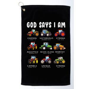 God Says I Am Tractor Farm Truck Platinum Collection Golf Towel