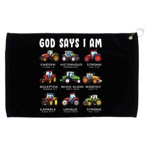 God Says I Am Tractor Farm Truck Grommeted Golf Towel