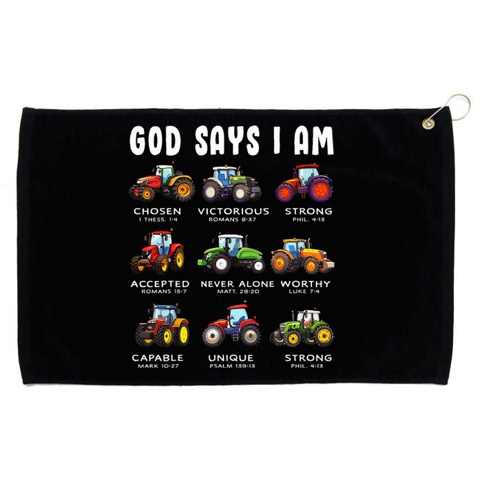 God Says I Am Tractor Farm Truck Grommeted Golf Towel