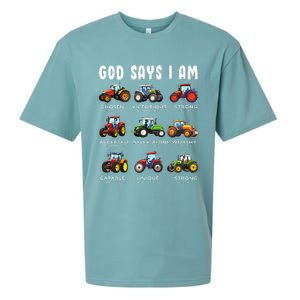 God Says I Am Tractor Farm Truck Sueded Cloud Jersey T-Shirt