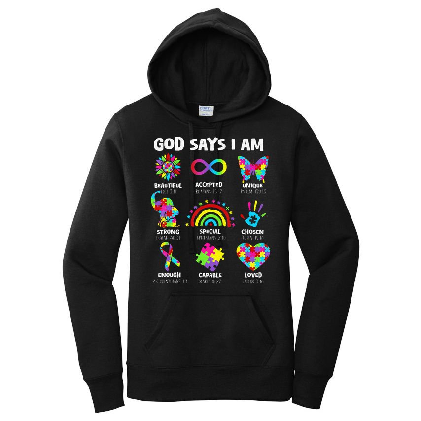 God Says I Am Autism Christian Girl Autism Awareness Women's Pullover Hoodie