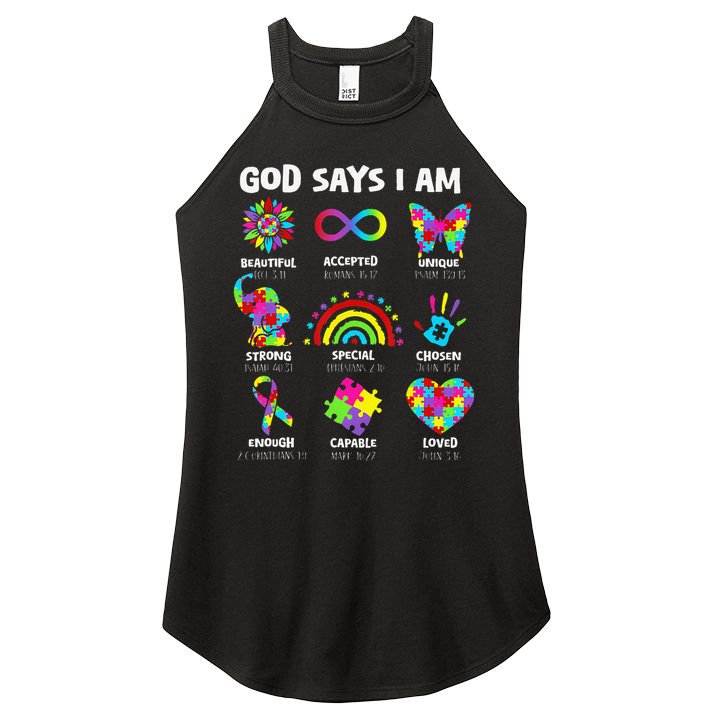 God Says I Am Autism Christian Girl Autism Awareness Women's Perfect Tri Rocker Tank