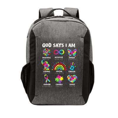 God Says I Am Autism Christian Girl Autism Awareness Vector Backpack