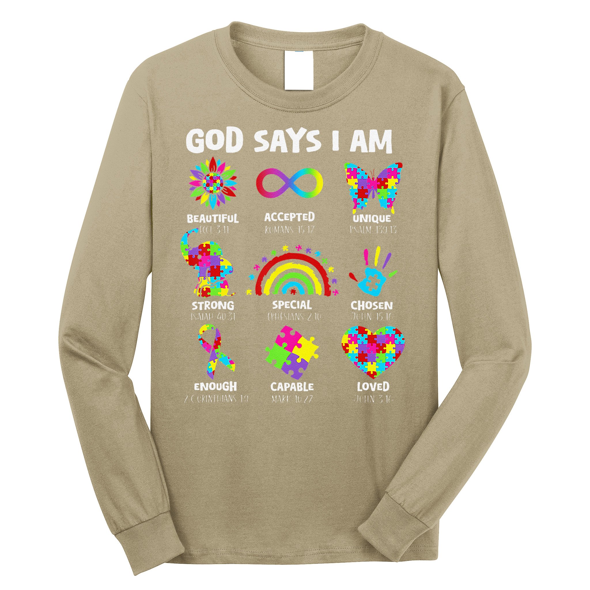 God Says I Am Autism Christian Girl Autism Awareness Long Sleeve Shirt